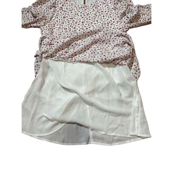 1. State Long Sleeve Floral Ruffle Mini Dress White and Red Size 8 - Picture 7 of 14